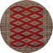 Round Traditional Dark Almond Brown Persian Rug, tr2471