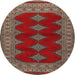 Round Traditional Dark Almond Brown Persian Rug, tr2472