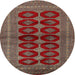 Round Traditional Saffron Red Persian Rug, tr2473