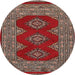 Round Traditional Orange Salmon Pink Persian Rug, tr2475