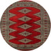 Round Traditional Brown Southwestern Rug, tr2477