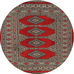 Round Traditional Dark Almond Brown Southwestern Rug, tr2478