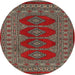 Round Traditional Dark Almond Brown Southwestern Rug, tr2478