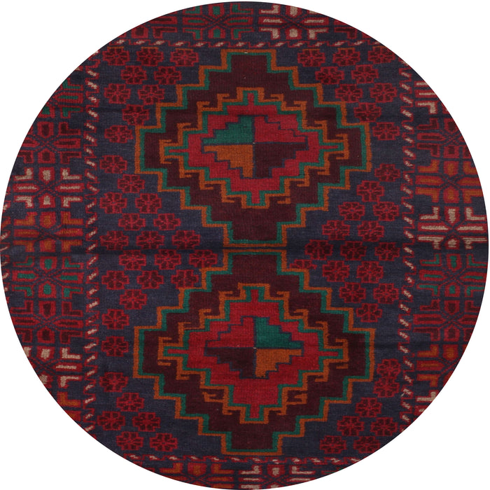 Round Traditional Burgundy Brown Persian Rug, tr2481