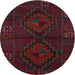 Round Traditional Burgundy Brown Persian Rug, tr2481