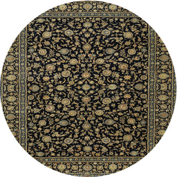 Square Machine Washable Traditional Midnight Gray Rug, wshtr2482