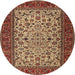 Round Traditional Saffron Red Persian Rug, tr2483