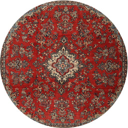 Square Machine Washable Traditional Tomato Red Rug, wshtr2484