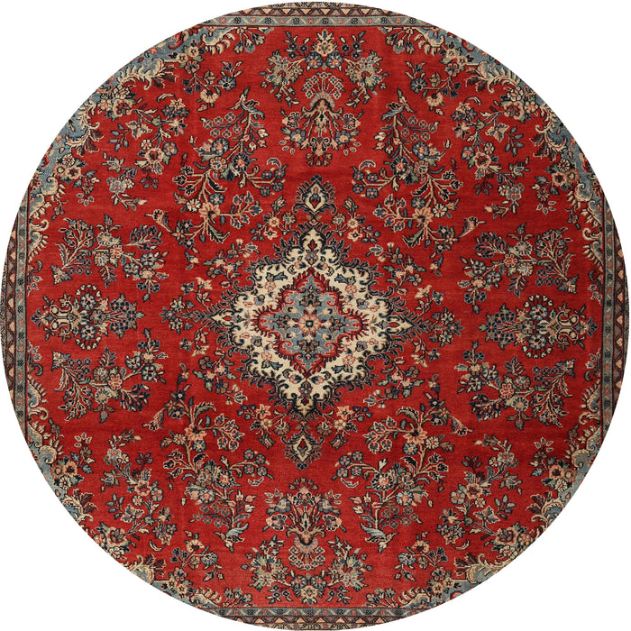 Square Machine Washable Traditional Tomato Red Rug, wshtr2484