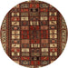 Round Traditional Maroon Red Persian Rug, tr2485
