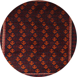 Round Traditional Wine Red Southwestern Rug, tr2490