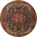 Round Traditional Deep Red Medallion Rug, tr2491