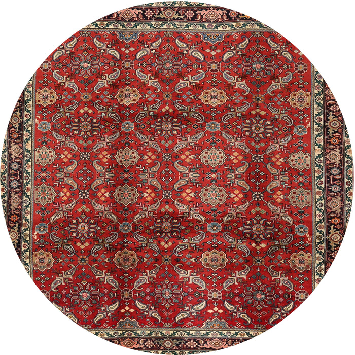 Round Traditional Dark Almond Brown Persian Rug, tr2492