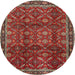 Round Traditional Dark Almond Brown Persian Rug, tr2492