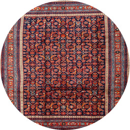 Square Machine Washable Traditional Orange Salmon Pink Rug, wshtr2493