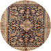 Round Traditional Red Brown Animal Rug, tr2495