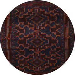 Square Machine Washable Traditional Burgundy Brown Rug, wshtr2497