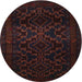 Round Traditional Burgundy Brown Persian Rug, tr2497
