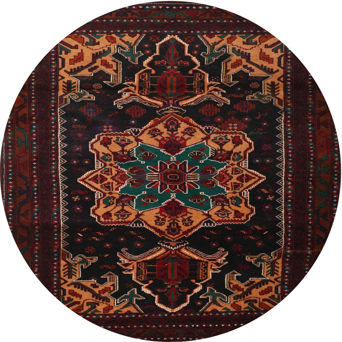 Round Traditional Dark Brown Persian Rug, tr2499