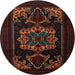 Round Traditional Dark Brown Persian Rug, tr2499