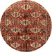 Round Traditional Crimson Red Persian Rug, tr249