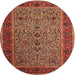 Square Machine Washable Traditional Tomato Red Rug, wshtr24