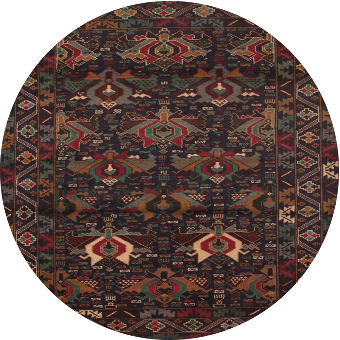 Round Traditional Reddish Brown Persian Rug, tr2502