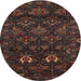 Round Traditional Reddish Brown Persian Rug, tr2502