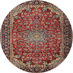 Square Machine Washable Traditional Saffron Red Rug, wshtr2504