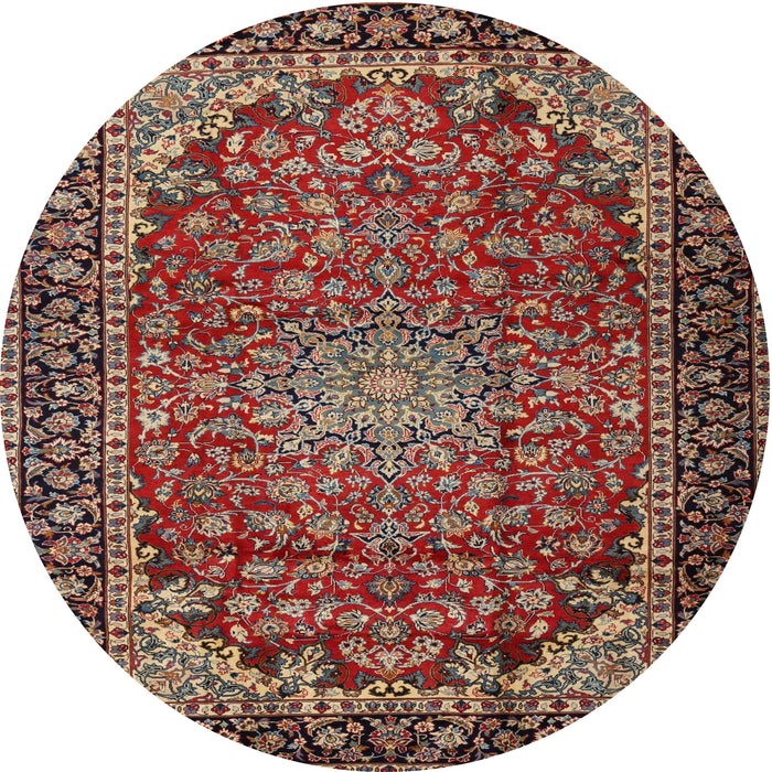 Round Traditional Saffron Red Persian Rug, tr2504