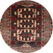 Round Traditional Dark Gold Brown Persian Rug, tr2506