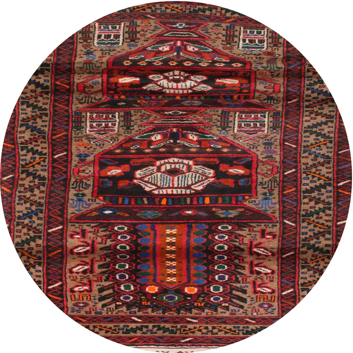 Round Traditional Chestnut Brown Persian Rug, tr2507