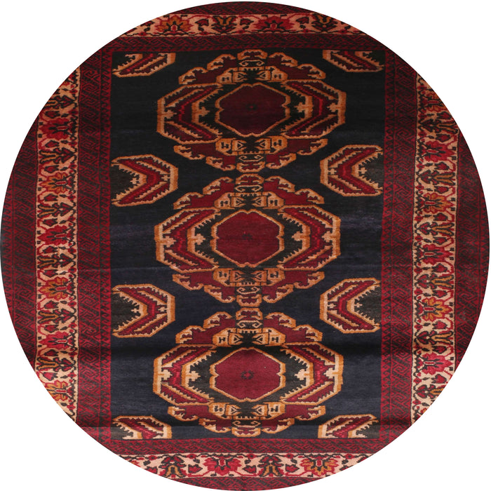 Round Traditional Wine Red Persian Rug, tr2508