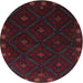 Round Traditional Burgundy Brown Southwestern Rug, tr2509