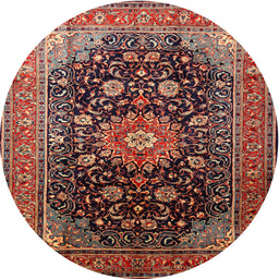 Square Machine Washable Traditional Orange Brown Rug, wshtr250