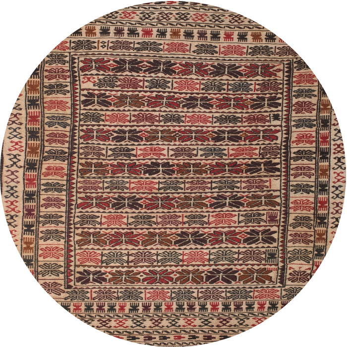 Square Machine Washable Traditional Tangerine Pink Rug, wshtr2510