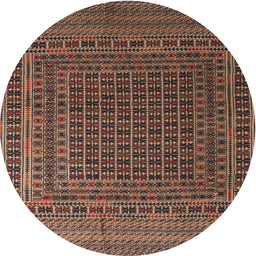 Square Machine Washable Traditional Orange Brown Rug, wshtr2512
