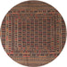 Round Traditional Orange Brown Persian Rug, tr2512