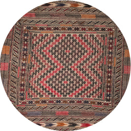 Round Traditional Light Copper Gold Persian Rug, tr2513