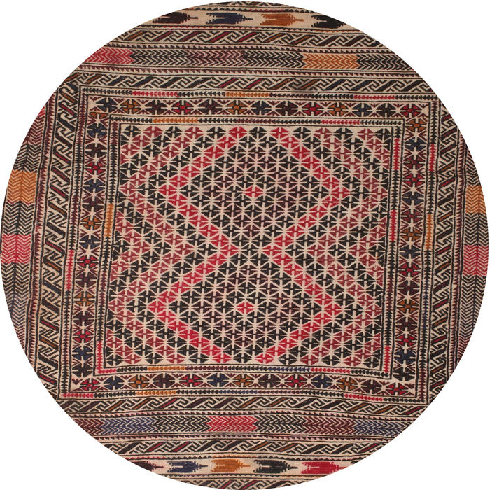 Round Traditional Light Copper Gold Persian Rug, tr2513