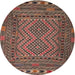 Round Traditional Light Copper Gold Persian Rug, tr2513