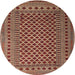 Round Traditional Saffron Red Southwestern Rug, tr2514