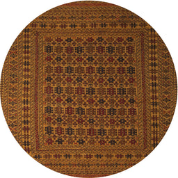 Round Traditional Sedona Brown Southwestern Rug, tr2515