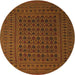 Round Traditional Sedona Brown Southwestern Rug, tr2515