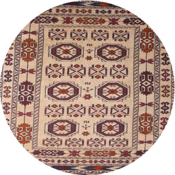 Round Traditional Chestnut Brown Southwestern Rug, tr2517
