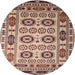 Square Machine Washable Traditional Chestnut Brown Rug, wshtr2517