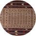 Round Traditional Orange Brown Southwestern Rug, tr2518