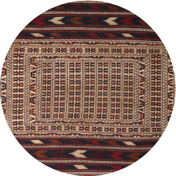 Square Machine Washable Traditional Orange Brown Rug, wshtr2518