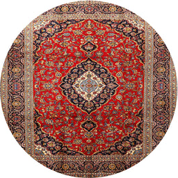 Square Machine Washable Traditional Saffron Red Rug, wshtr251