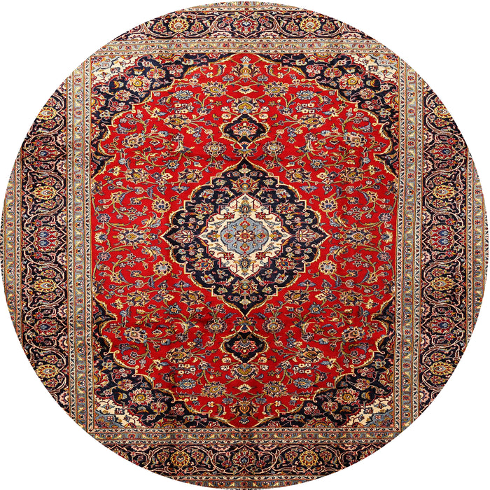 Round Traditional Saffron Red Medallion Rug, tr251